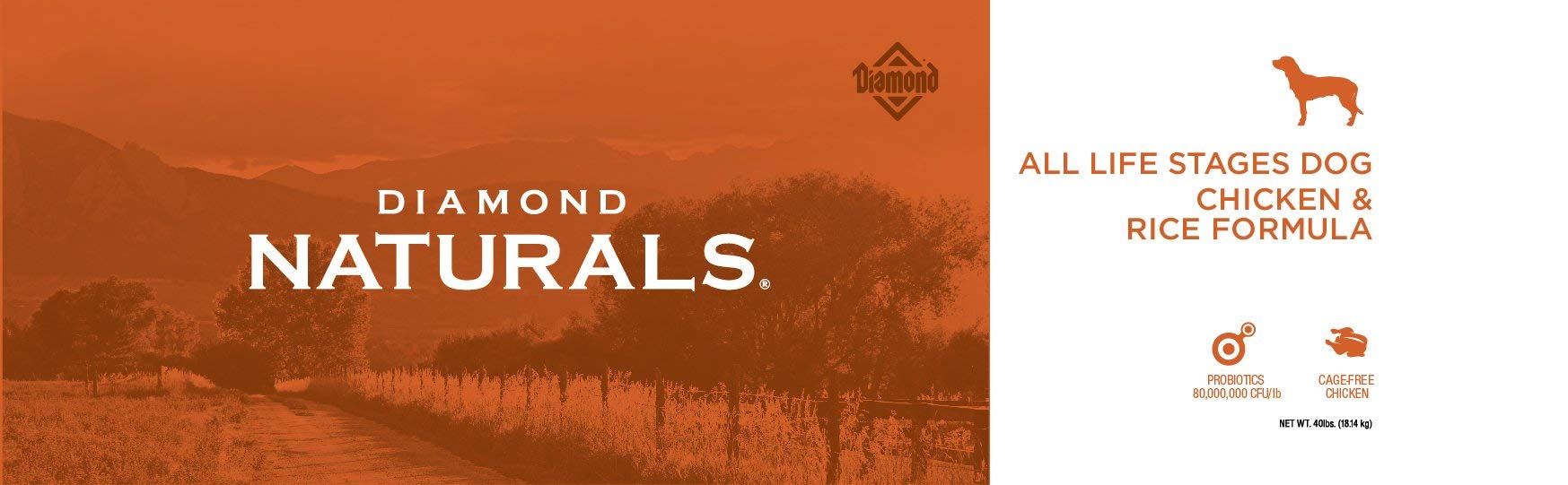 Diamond Naturals All Life Stages Chicken and Rice Formula Dry Dog Food Protein from Real Chicken, and Probiotics 40 Pound (Pack
