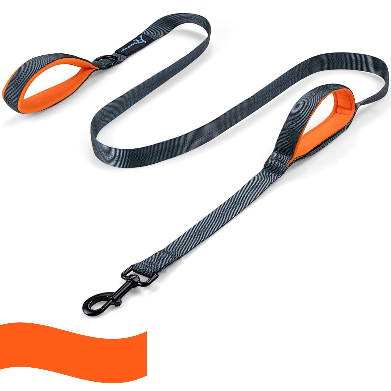 Puppydoggy Dog Leash For Large Medium Dogs 6 Ft Reflective Stitching Large Leash With 2 Traffic Padded Handles Dog Lead Rope Pet Leash For Running Walking Training (Orange 1 Pack)