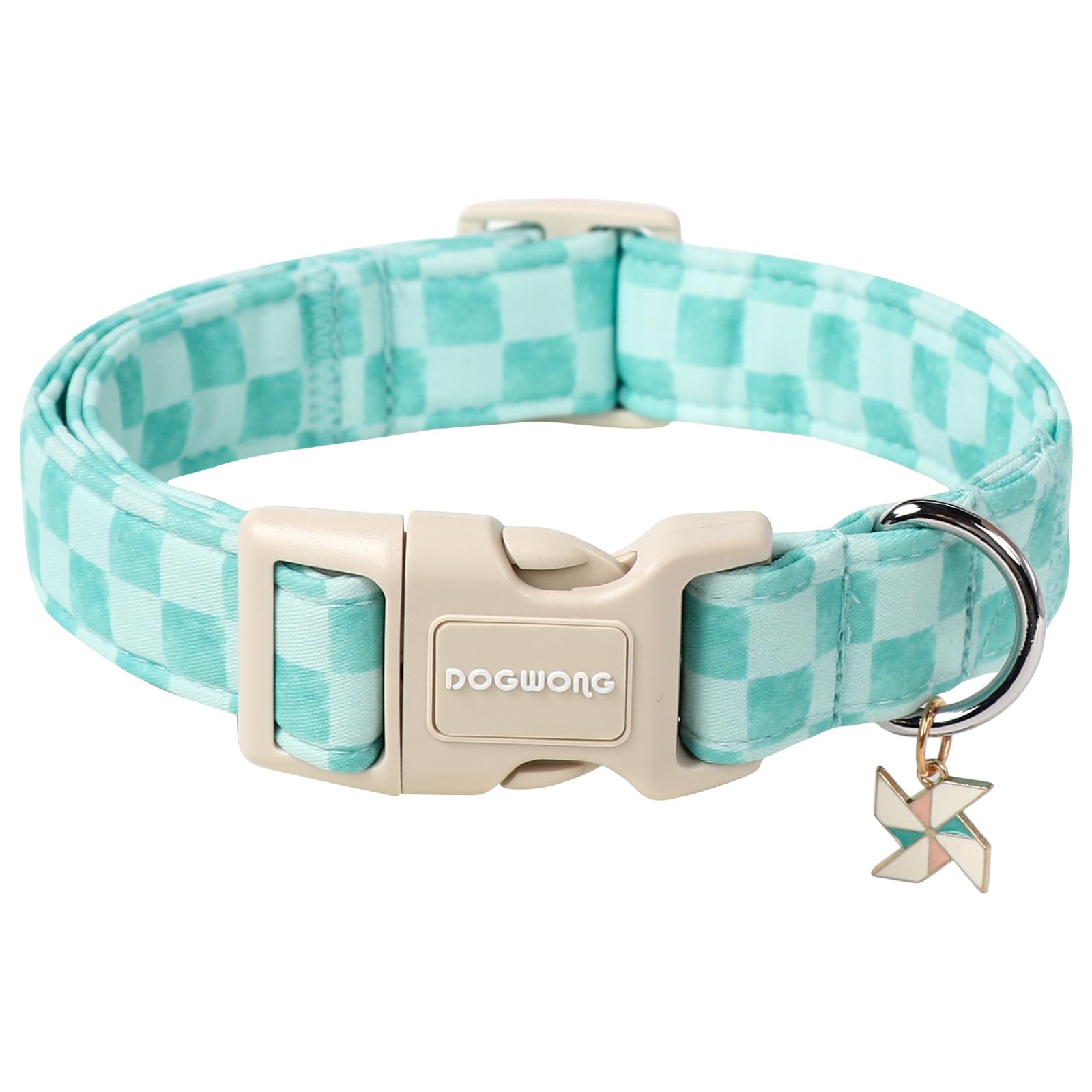 Dogwong Green Dog Collar, Green Plaid Dog Collar Durable Checkered Pet Dog Collars Cute Summer Boy Puppy Necklace For Small Medi