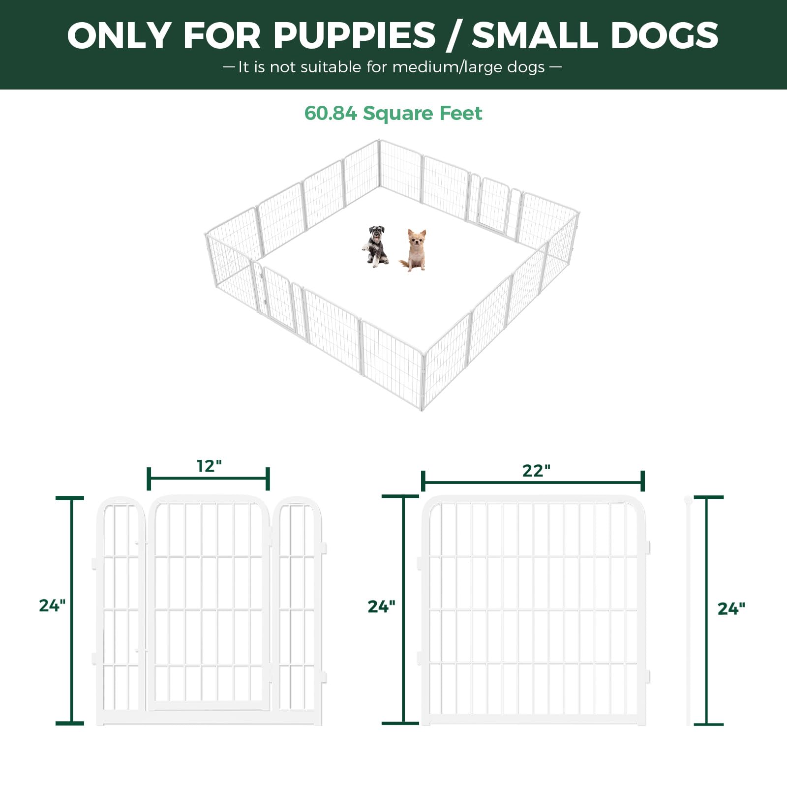 Fxw Homeplus Dog Playpen For Indoor Use - Stress-Free And Safe Play, Heavy Duty 24 Inch 16 Panels Dog Pen For Puppies And Small