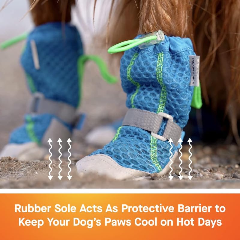 Canada Pooch Dog Boots For Hot Pavement - Dog Boots & Paw Protectors With Anti Slip Rubber | Water Friendly, Breathable Dog Shoe