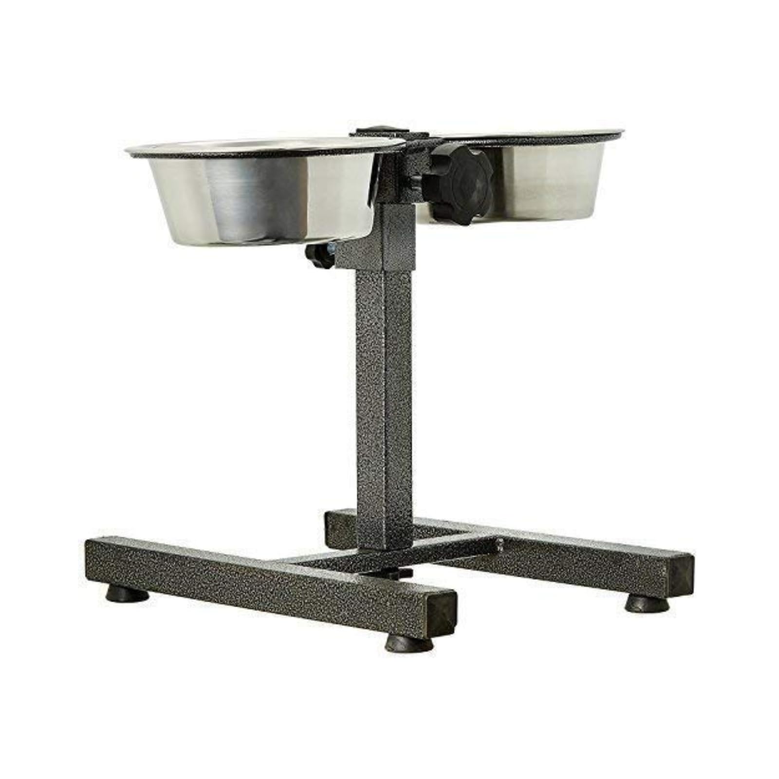 Kittupet Adjustable Pet Feeder Raised Dog Food Bowl, Water Bowls, Dog Feeding Station HBase Double Bowl Stand Two Stainless Ste