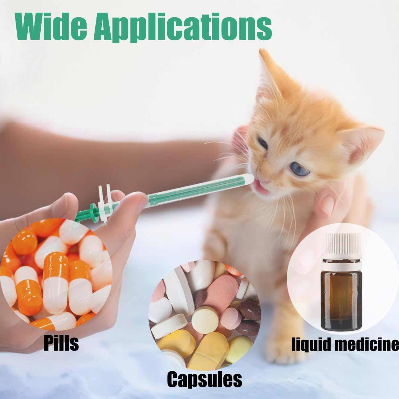 Naturahand 5Pcs Cat Pill Plunger, Green Dog Pill Gun Pet Pill Dispenser Medicine Syringe Puppy Tablet Feeder Liquid Medical Feed