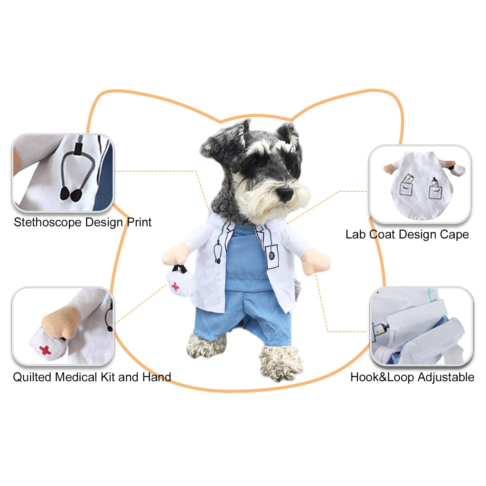 Dog Halloween Costume Cat Doctor Costume Pet Doctor Uniform Funny By Delifur (Doctor, L) White