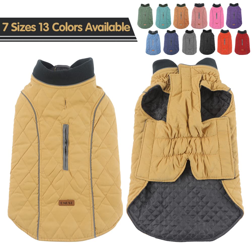 Emust Winter Coat, Polyester Dog Jacket With Lofty Collar, Small(Pack Of 1), Yellow