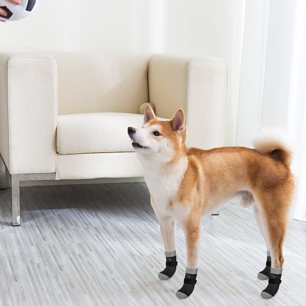 Scenereal Double Side Anti-Slip Dog Socks, Non Slip Dogs Sock For Hardwood Floors, 3 Pairs Pet Paw Protectors Indoor, Prevent Floor Scratching, Stop Licking Paws