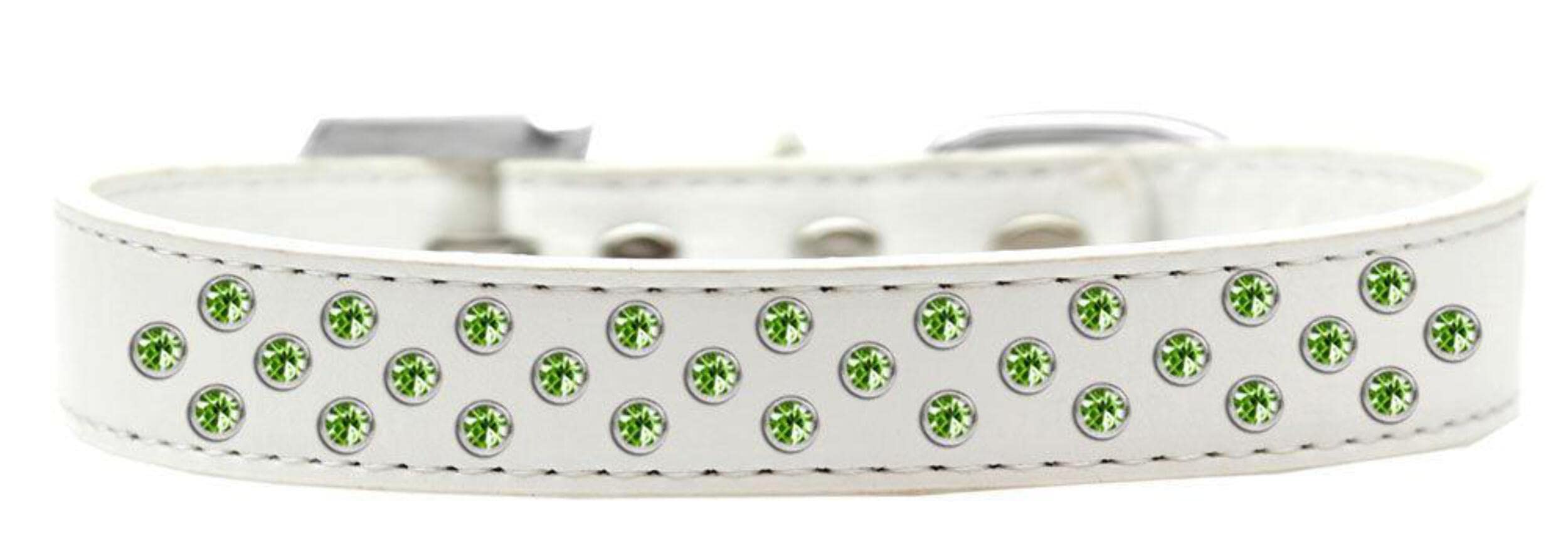 Mirage Pet Products Sprinkles Dog Collar with Lime Green Crystals, Size 16, Light Pink