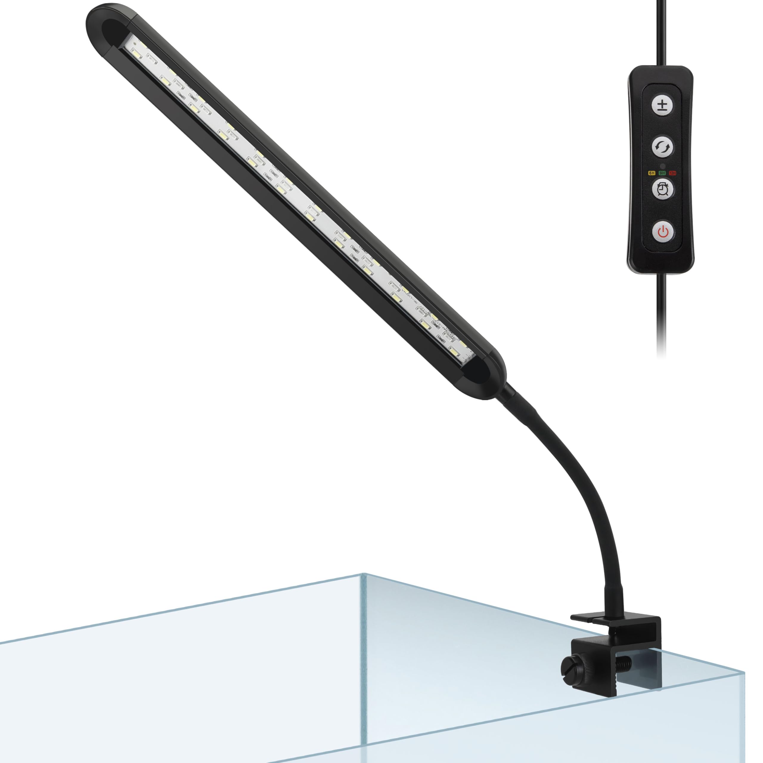 hygger 8-19 Gallon Clip-on Aquarium Light with White Blue Red LEDs Fish Tank Lighting Built-in Timer 5 Brightness Levels 14W