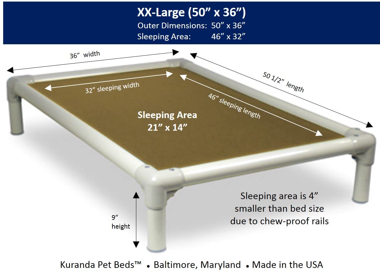 Kuranda Chewproof Bed - Almond PVC - 50'' x 36'' - Cordura Nylon - Gold