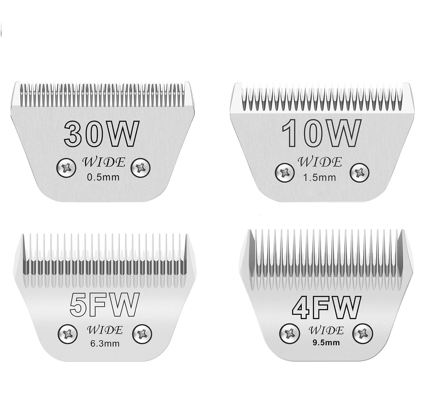 4Pcs Wide Blades For Dog Grooming Blades Compatible With Andis,Oster A5,Wahl Km10 Dog Clippers,Detachable Stainless Steel Dog Cl