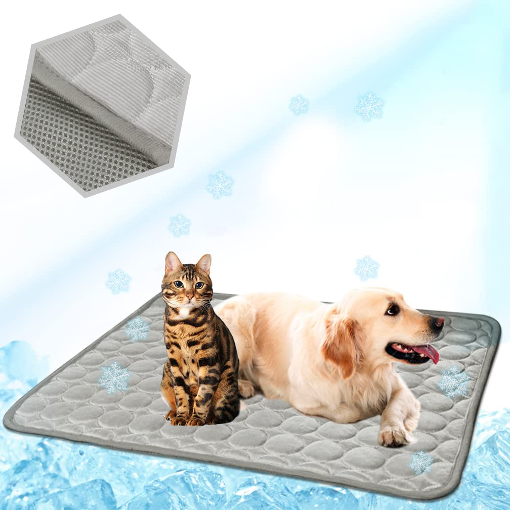 Meilimiyu Washable Dog Cooling Mat - Ice Silk Pet Self Cooling Pad Blanket For Indoor & Outdoor Car Seats