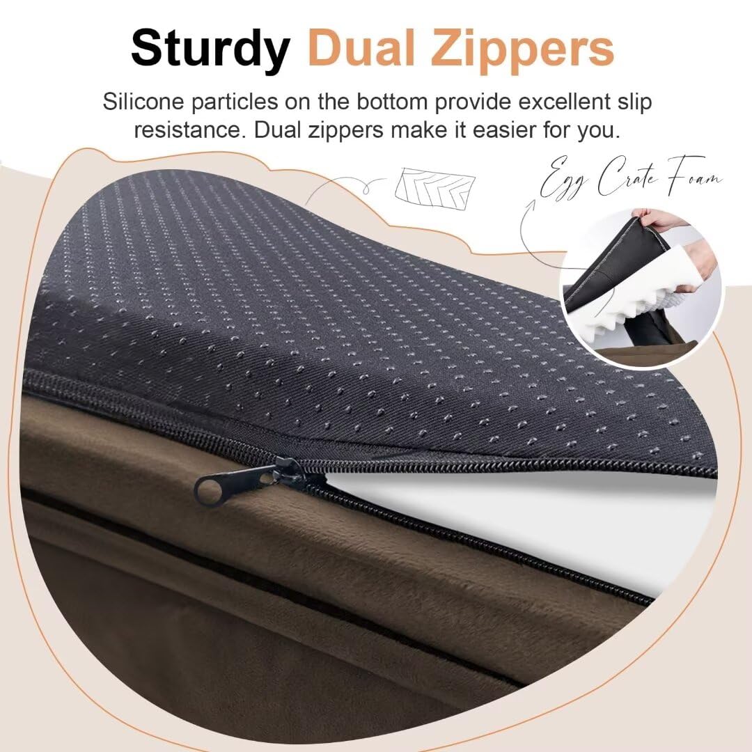 Large Dog Bed Orthopedic Washable: Beds Bolster Xl Bed Big Xlarge Dogs Memory Foam Sofa Couch Waterproof Removable Cover - Brown