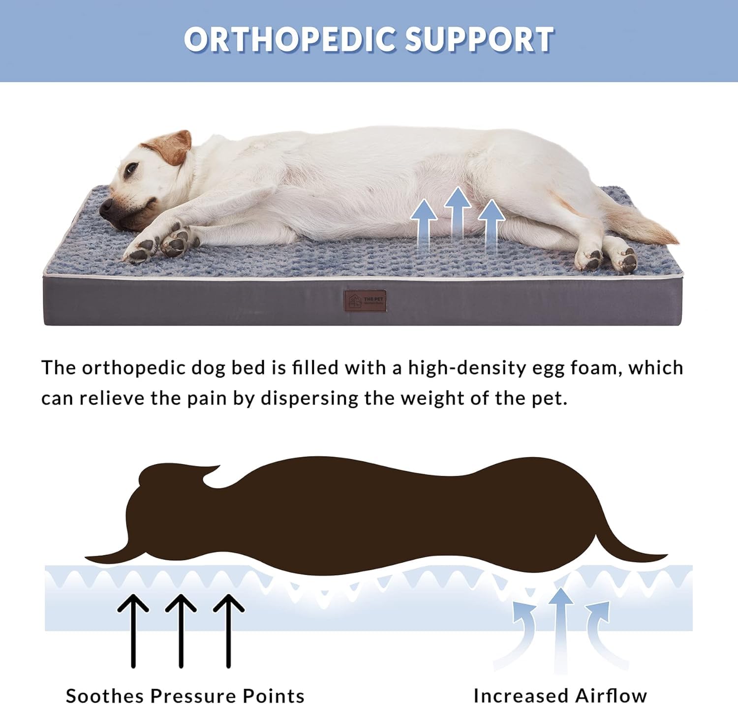 WESTERN HOME WH Dog Bed for Large Dogs, Medium Dog Bed with Removable Washable Cover, Egg Crate Foam Dog Beds Large Sized Dog Wa