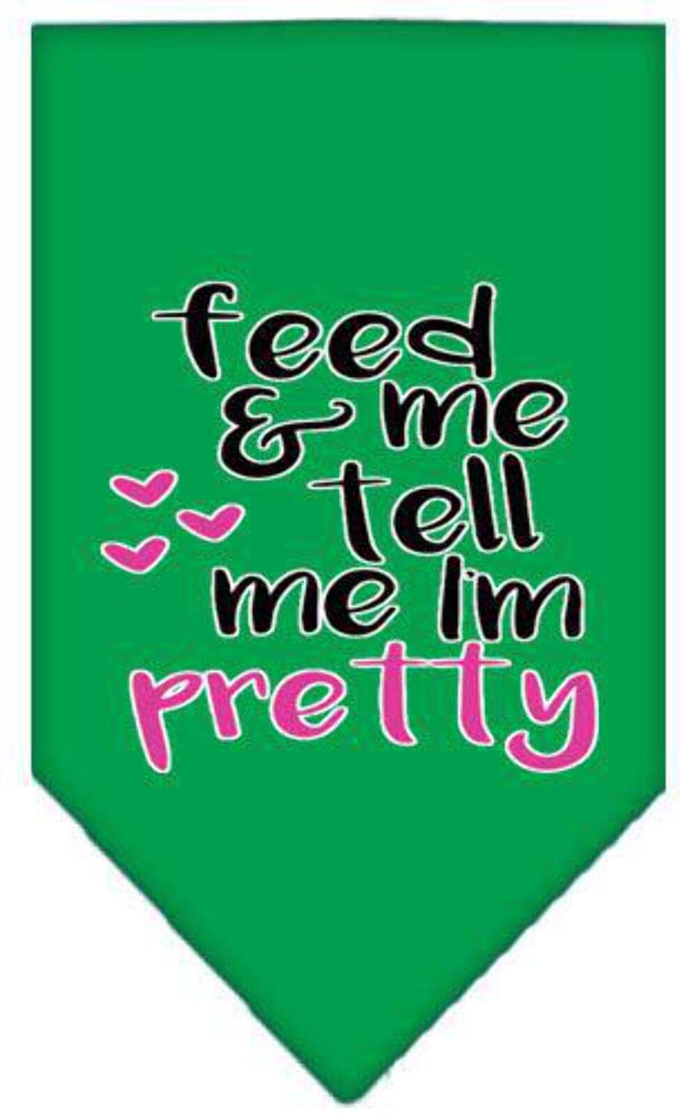 Pet and Dog Bandana Screen Printed, "Feed Me & Tell Me I'm Pretty" Navy Blue Small