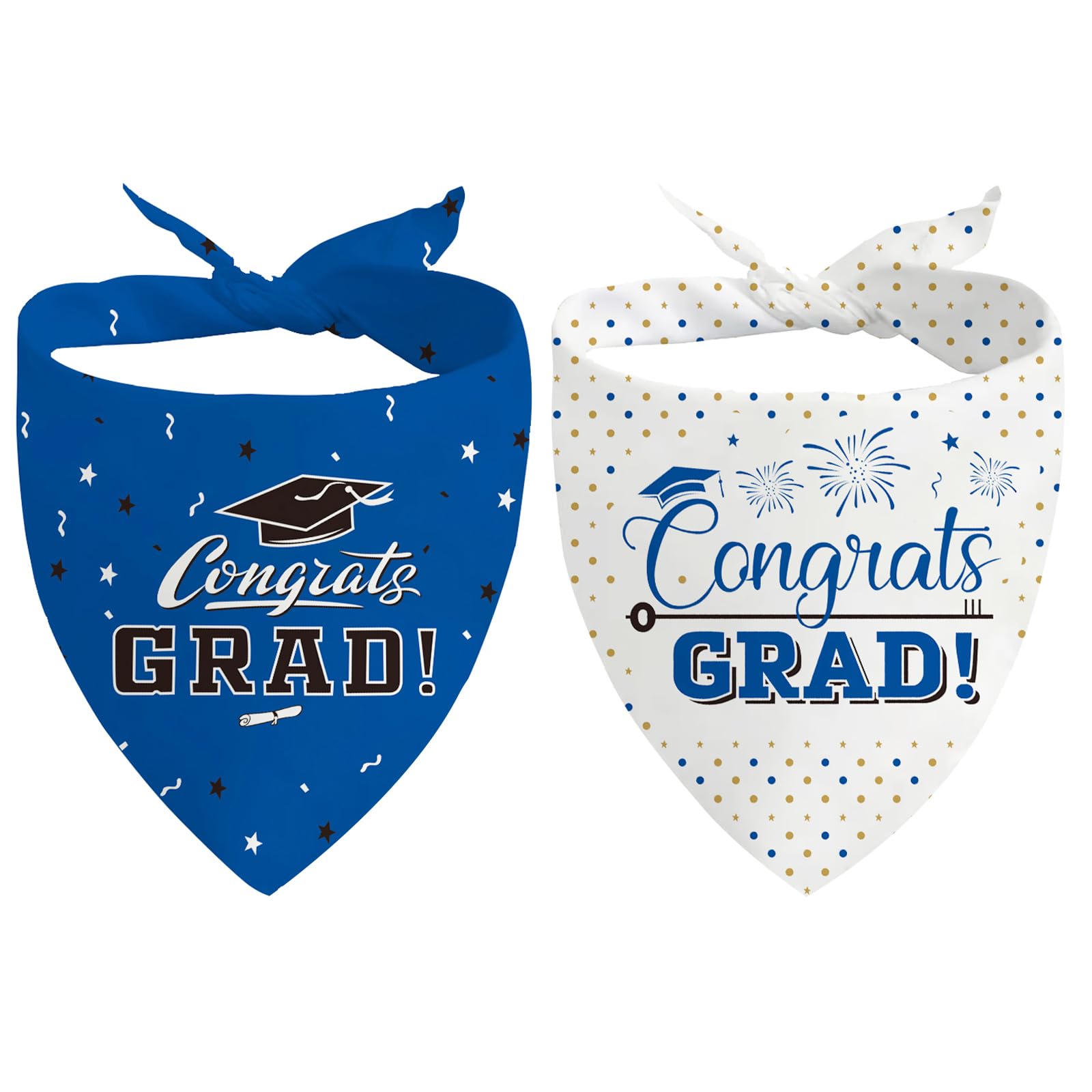 2025 Dog Graduation Bandana, 2 Pack Triangle Scarf Adjustable Dog Outfits For 2025 Holiday Pet Bandana Graduation Party Supplies