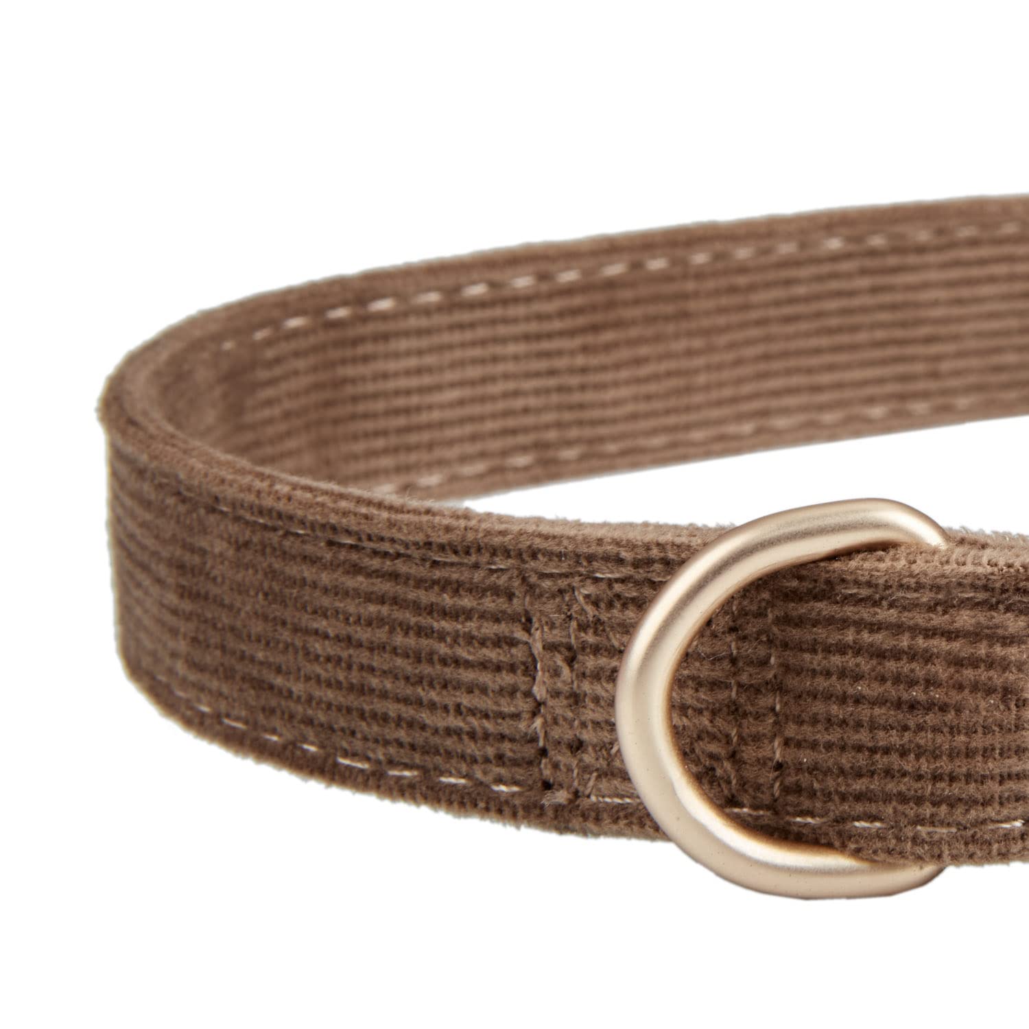Ewinoom Soft Corduroy Dog Collar and Leash Set, Adjustable Cotton Dog Collars with Metal Buckle and Lead for Small Dogs,Brown