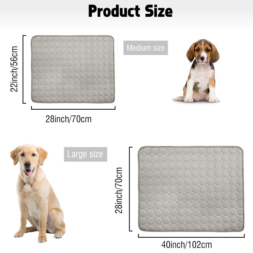 Vemee Summer Cooling Mat For Dogs & Cats - Breathable Ice Silk Self-Cooling Pet Mat, Portable & Washable - 28 X 22In, Grey