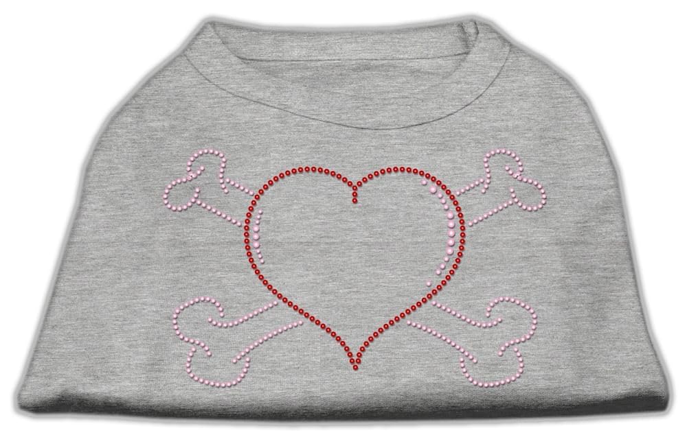 Mirage Pet Products Heart and Crossbones Rhinestone Pet Shirt, 3X-Large, Grey