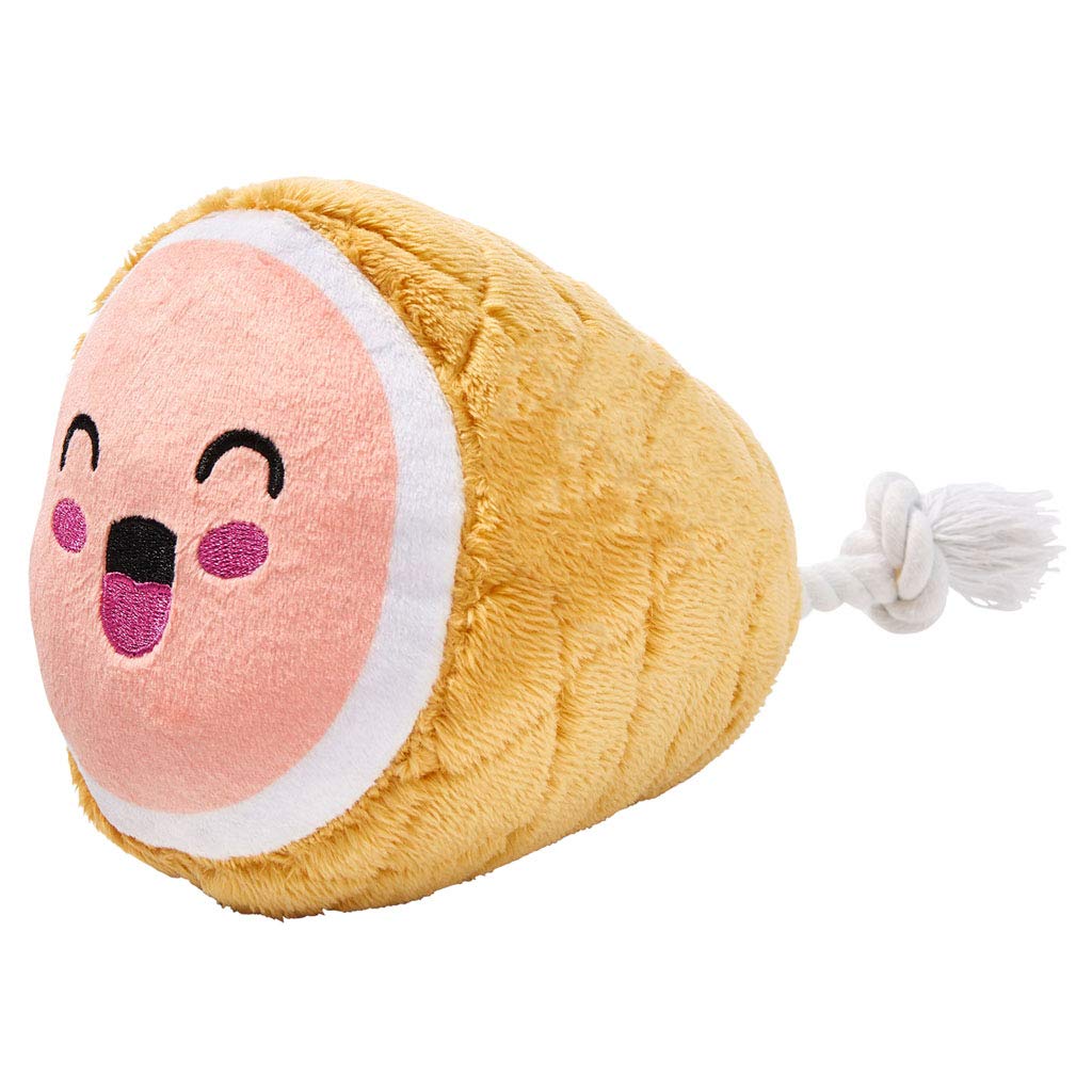 Pearhead Pet M.C. Hammy Plush And Rope Squeaker Dog Toy, Thanksgiving Fall Holiday Ham Pet Toy, Small Or Medium Dog Durable Fetc