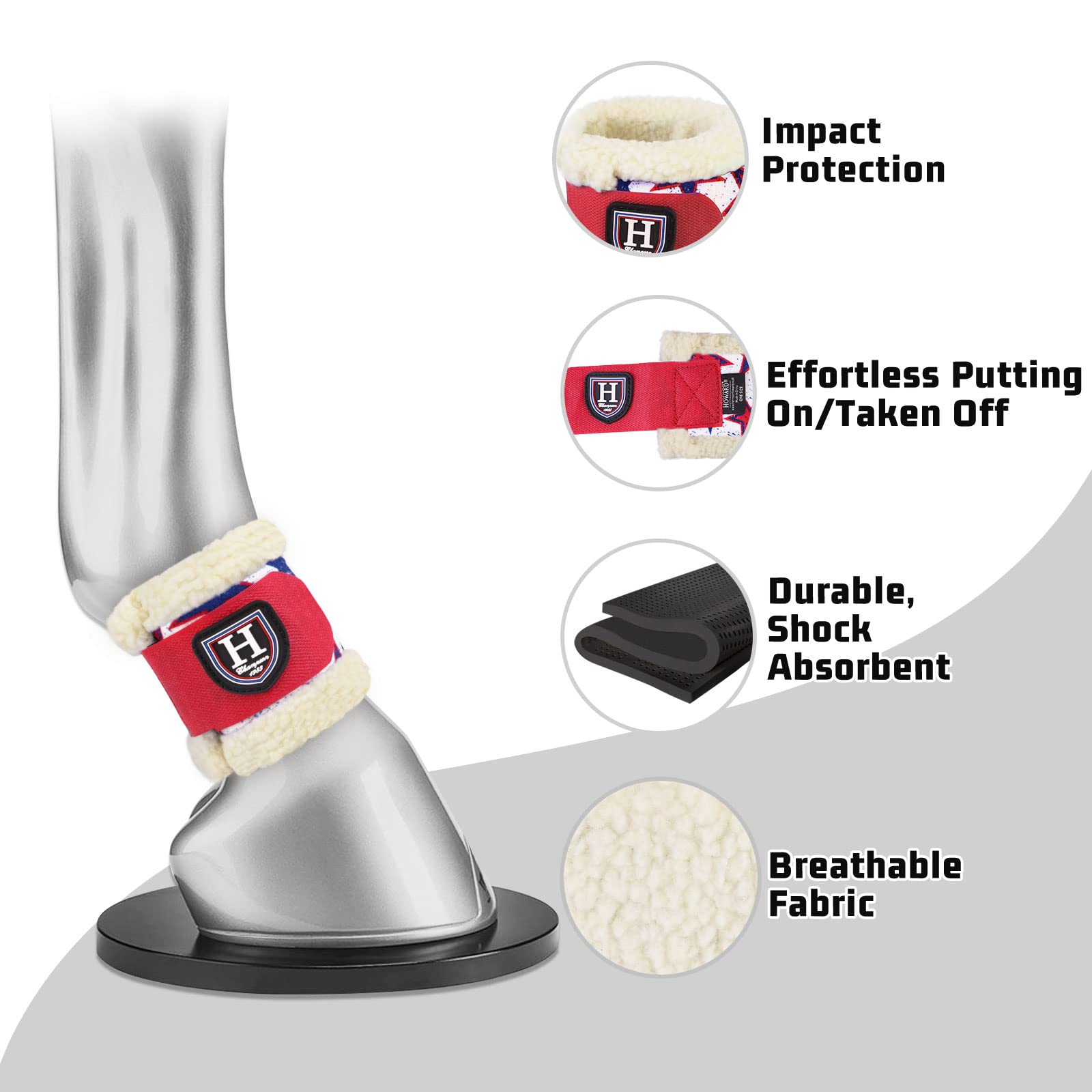 Harrison Howard Essential Premium Horse Pastern Wraps with Berber Fleece Lining Shock Absorbing Unhindered Movements, Sold in Pa