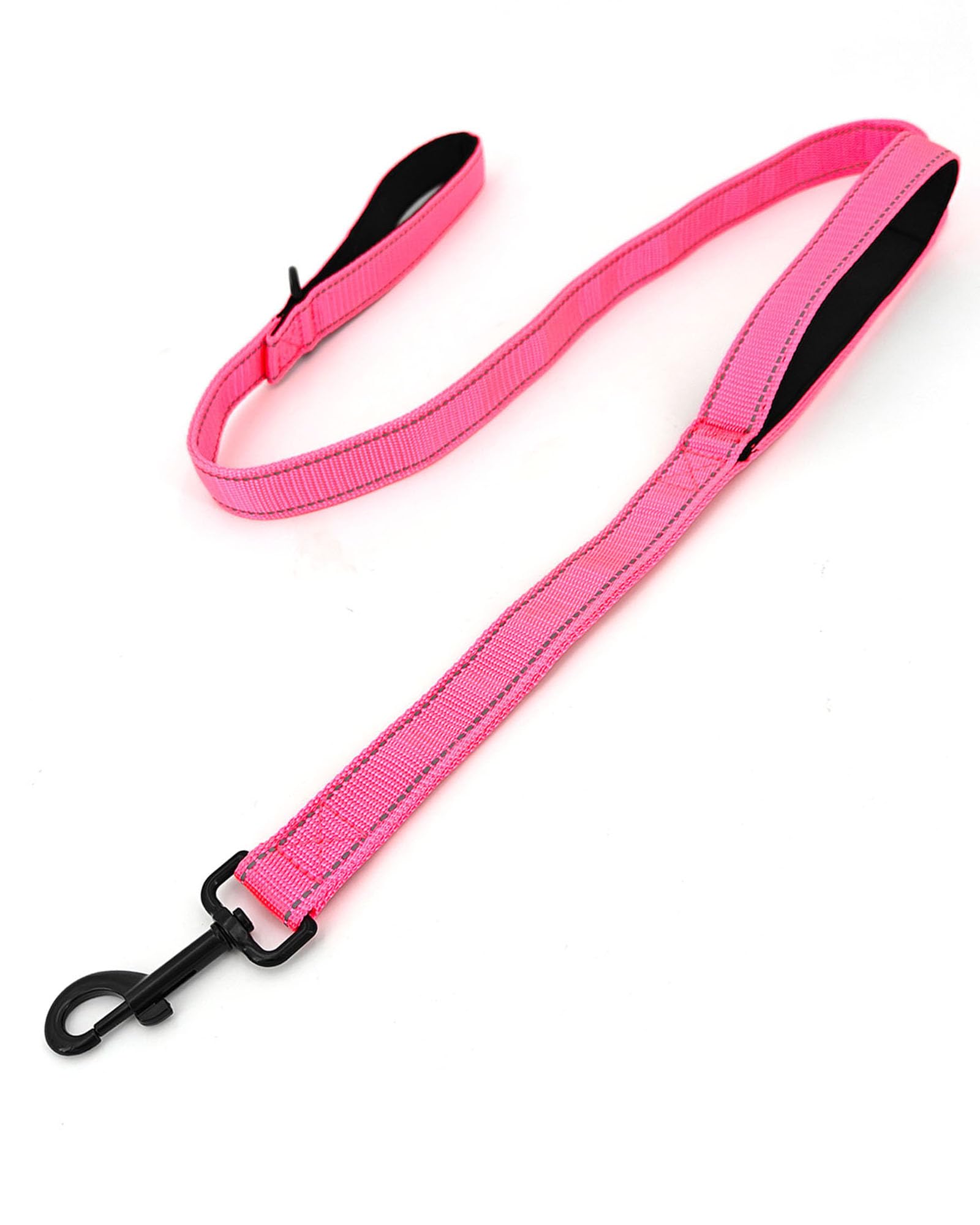 Solmoony 4Ft Pink Strong Dog Leash With 2 Padded Handles, Traffic Handle Extra Control, Double-Sided Reflective Walking Lead For