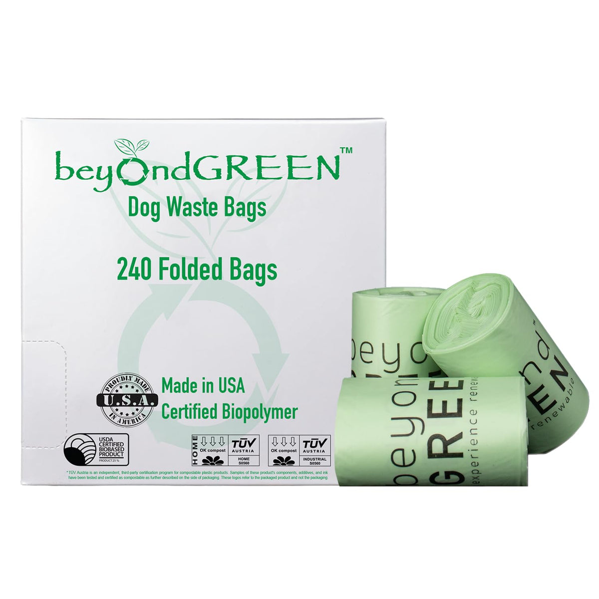 Beyondgreen Plant-Based Dog Poop Waste Bags For Leash Dispenser - 240 Bags - 16 Rolls Of 15 Bags - 9' X 12'