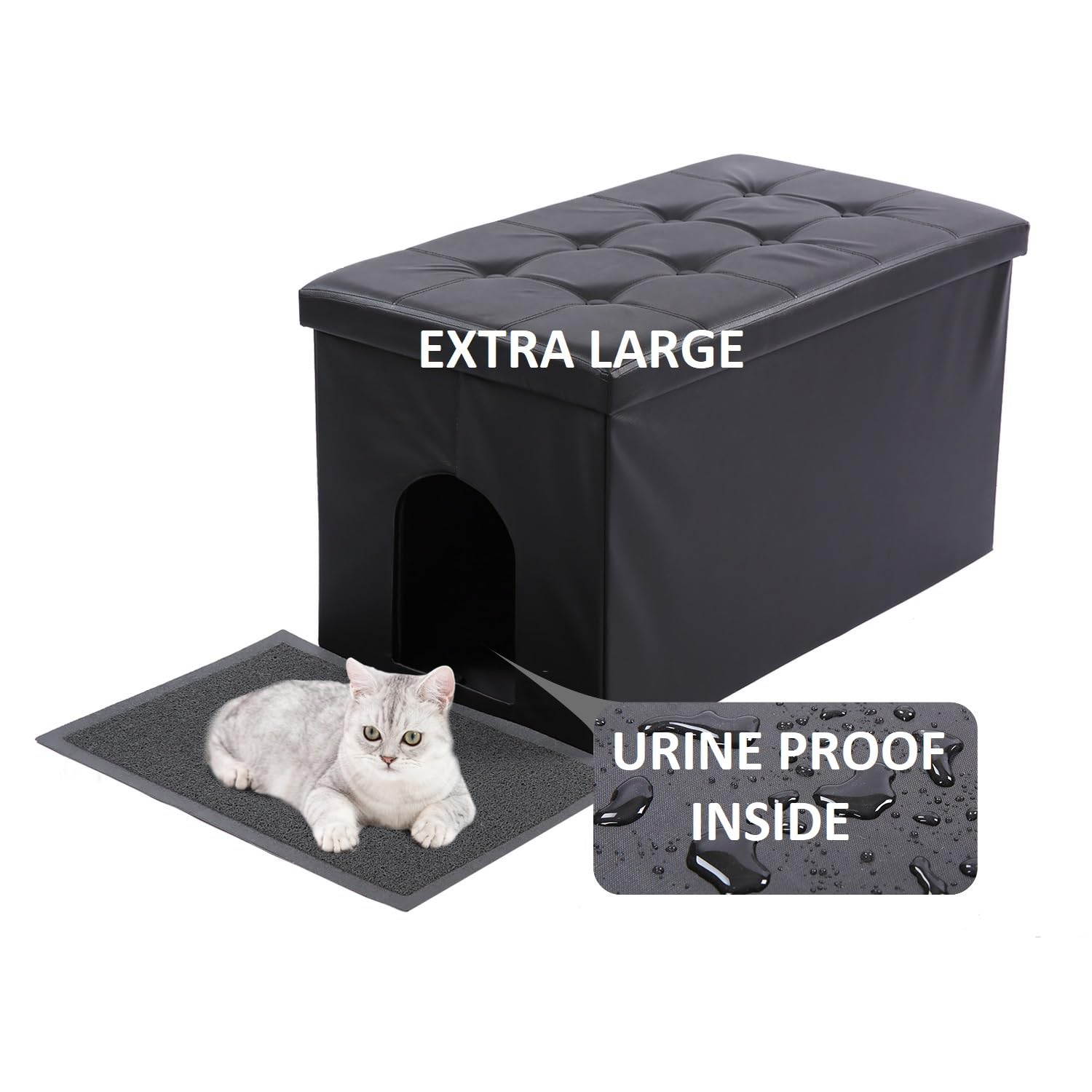 Meexpaws Cat Litter Box Enclosure Furniture Hidden, Cat Washroom Bench Storage Cabinet | Extra Large 36'' X 20'' X 20''| Dog Pro