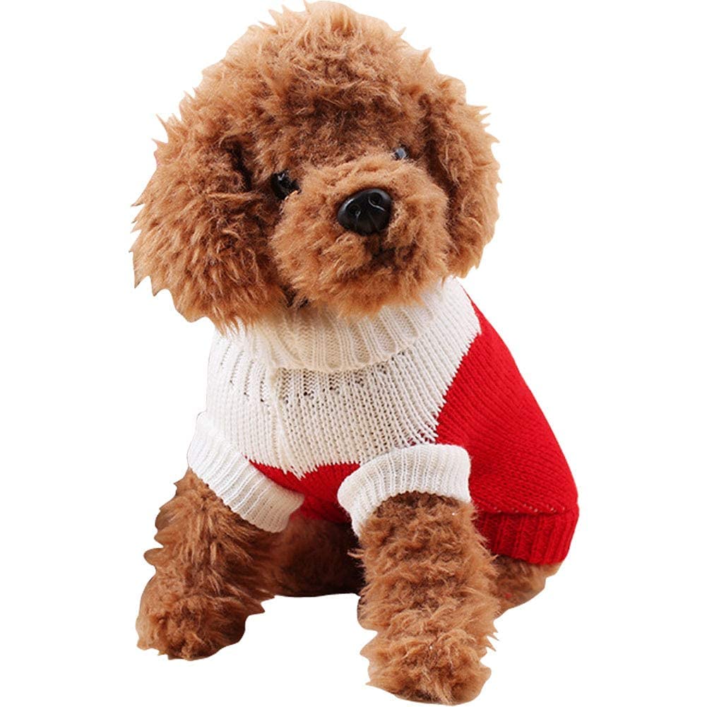 Chborchicen Pet Dog Sweaters Classic Knitwear Turtleneck Winter Warm Puppy Clothing Cute Strawberry And Heart Doggie Sweater (Red2, Xx-Small)