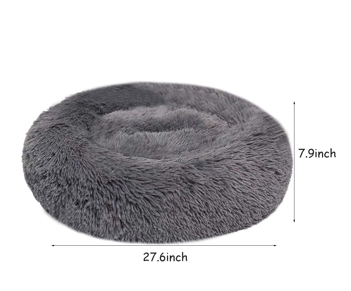 Bodiseint Faux Fur Dog Bed Cat Bed,Shag Round Anti-Anxiety Pet Calming Bed Doughnut Cuddler For Medium Large Puppy Dog Cat Kenne