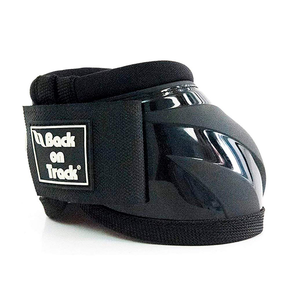 Back on Track Mens Performance Equine Durable Rubber Horse Protective Pair of Hoof Bell Boots with Loop Closure, Black, Medium