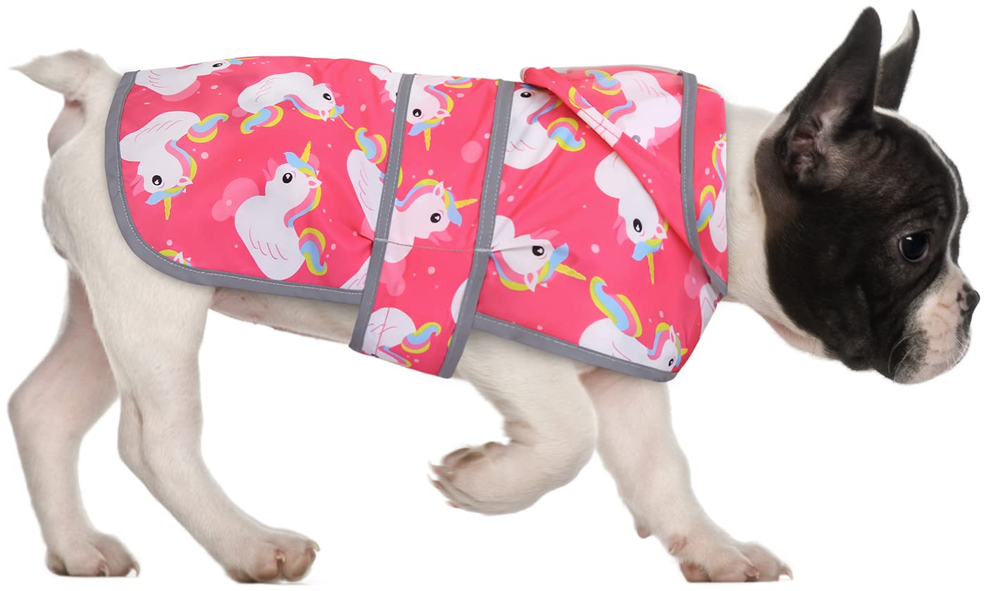 Hde Dog Raincoat With Clear Hood Rain Jacket Poncho For Small Medium Large Dogs Unicorn Ducks Pink - S