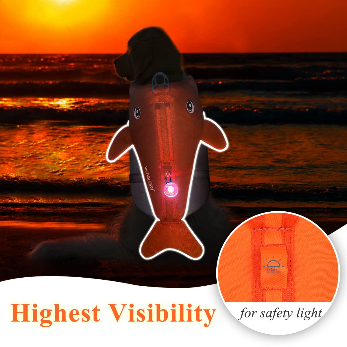 Vivaglory Dog Life Vest For Puppy Small Medium Large Dogs, Easy On & Off Sports Style Life Jackets For Dogs With Adjustable Nylo