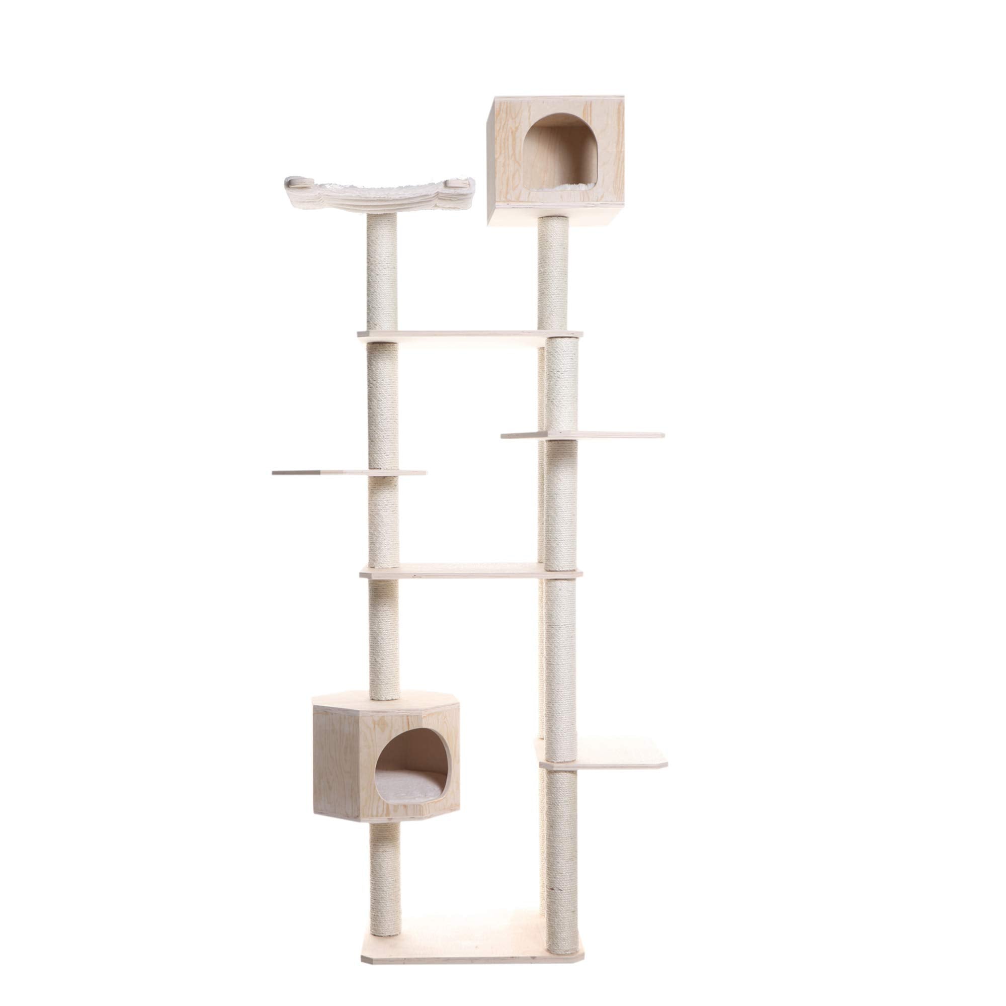Armarkat 89 Solid Wood Cat Tree Condo Furniture S8902, Tan, 49(L) X34(W) X89(H)