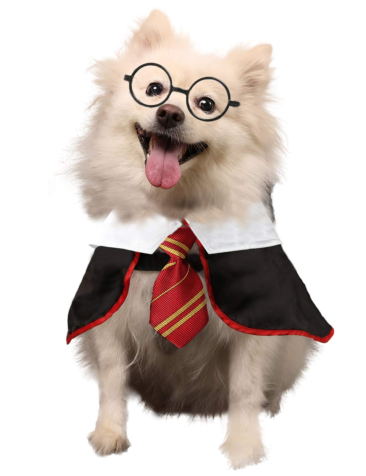 Coomour Dog Halloween Costume Pet Wizard Shirt Funny Cat Clothes For Dogs Cats Clothing With Glasses (Small)