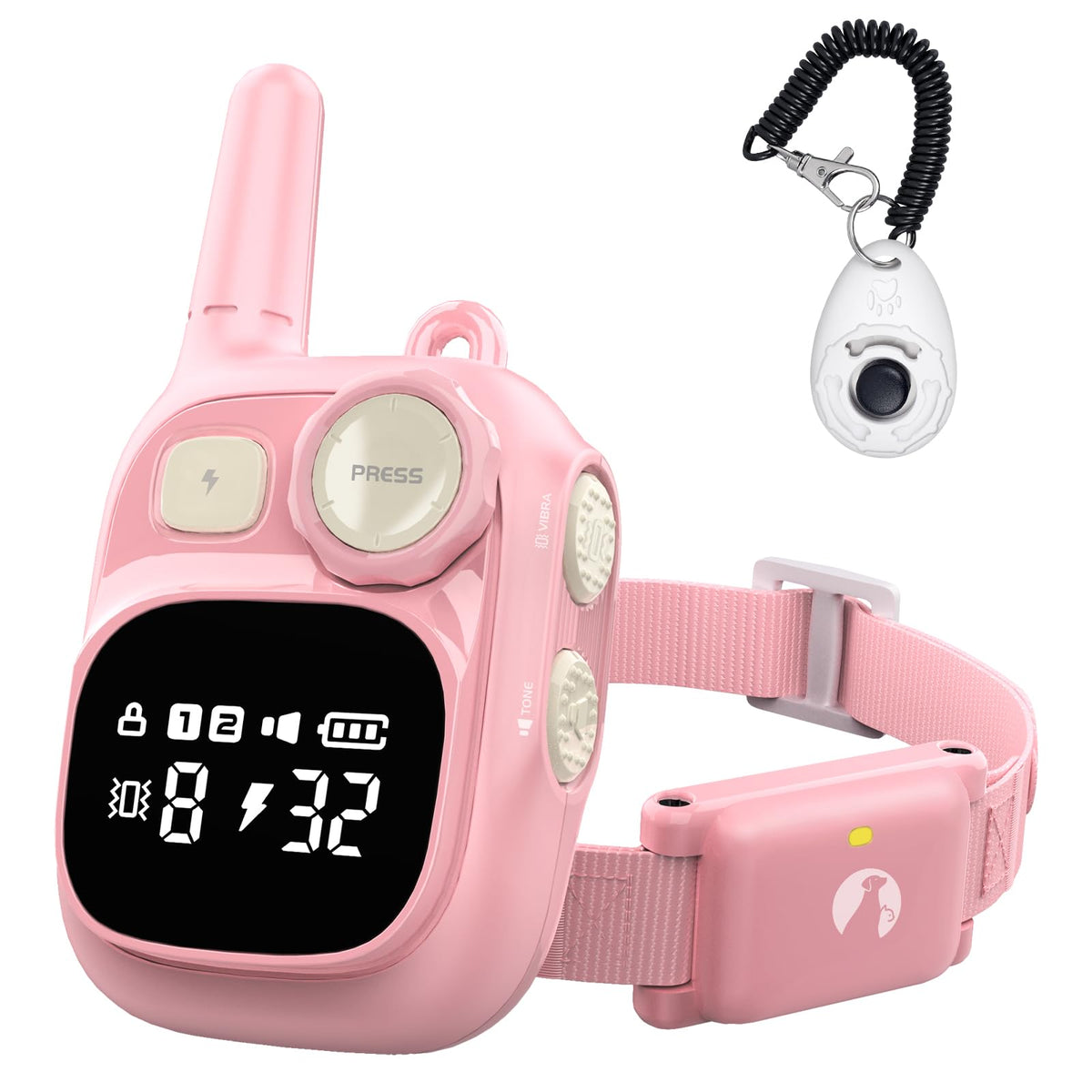 Pikabiu Dog Shock Collar Rechargeable Training Collar With Remote 1800Ft Control, Pink Adjustable Waterproof Electric Collar For