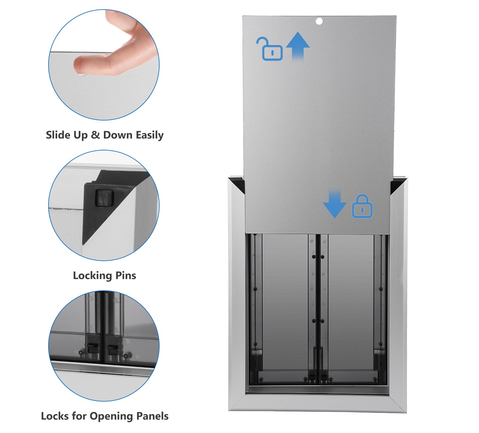 Mstge Large Dog Door - Weatherproof Aluminum Frame, Automatic Closing, 13x18 inches, for Dogs up to 120LBS, Black Heavy-Duty Doggy Door