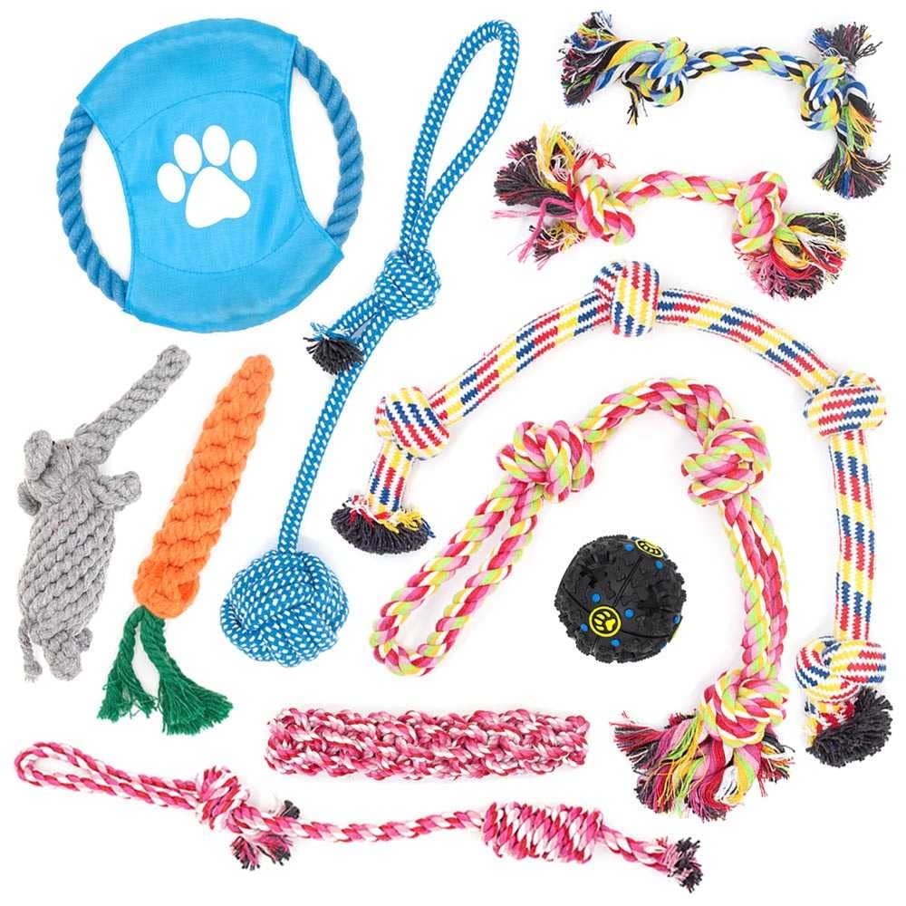 Otis & Claude Variety Pack Rope Toys For Small & Medium Dogs, Heavy Duty Dog Chew Toys For Aggressive Chewers, Cotton Chew Toys For Teething, 11-Count