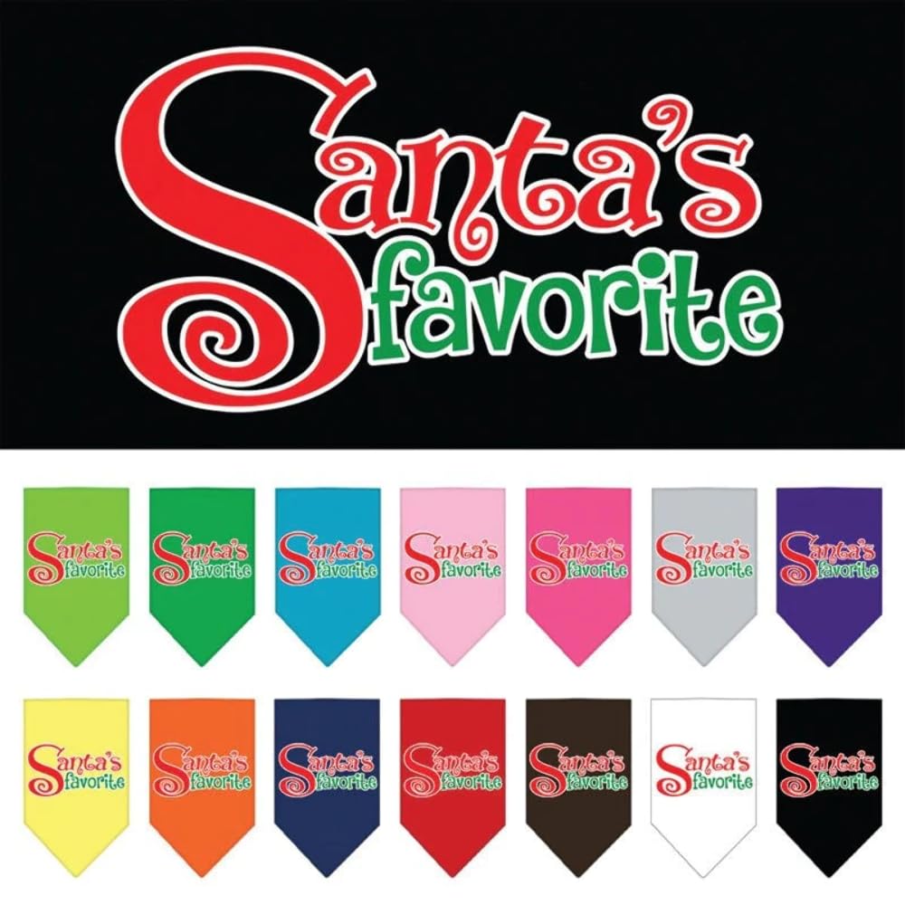 Christmas Pet and Dog Bandana Screen Printed, Santa's Favorite Purple Large