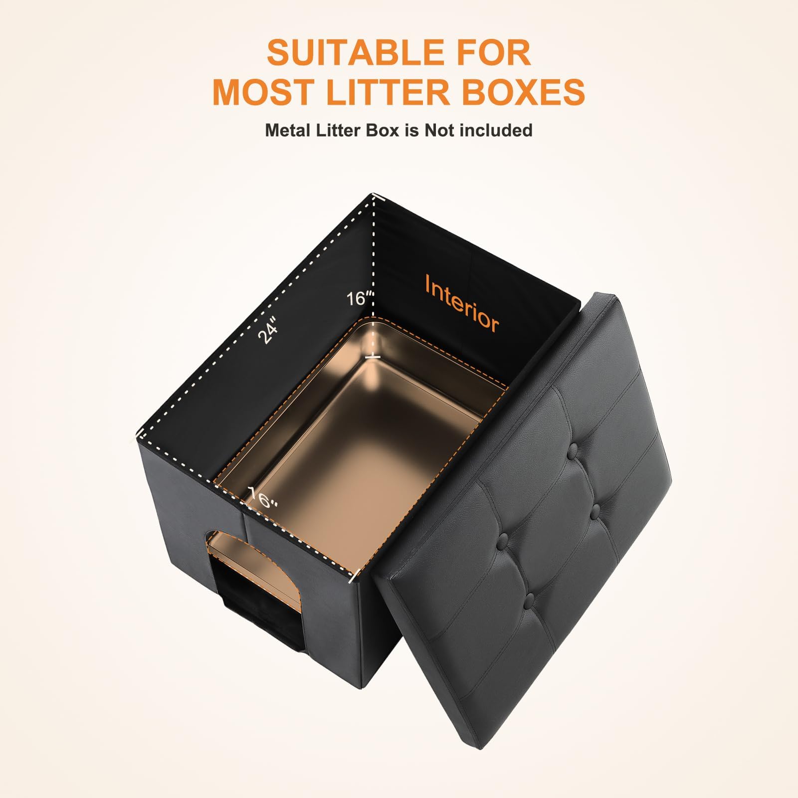 MEEXPAWS Cat Litter Box Enclosure Furniture Hidden, Cat Washroom Bench Storage Cabinet |Large 25.6   x 17.7   x 17.7  | Do