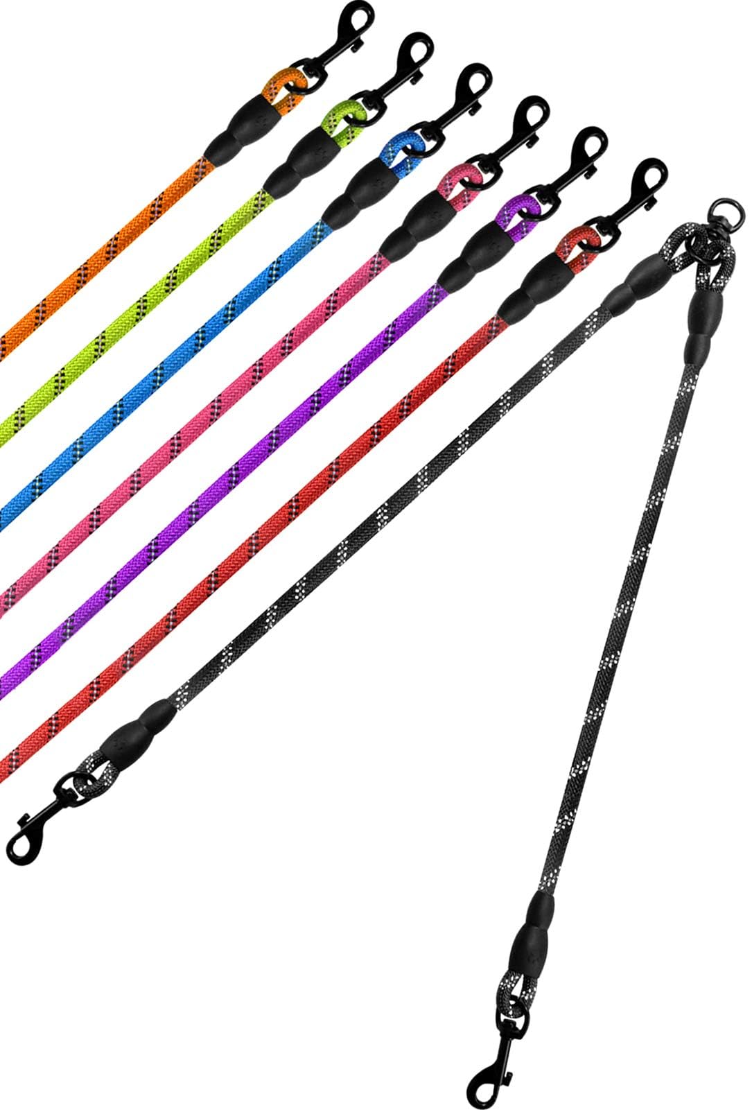 Taglory Double Dog Leash | Reflective Rope | No Tangle | Double Leash For Two Dogs | Puppy Small Medium Breeds | Black