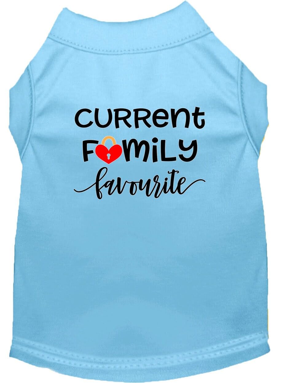 Pet Dog & Cat Shirt Screen Printed, &quot;Current Family Favorite&quot; Baby Blue 3XL (25-35 lbs.)