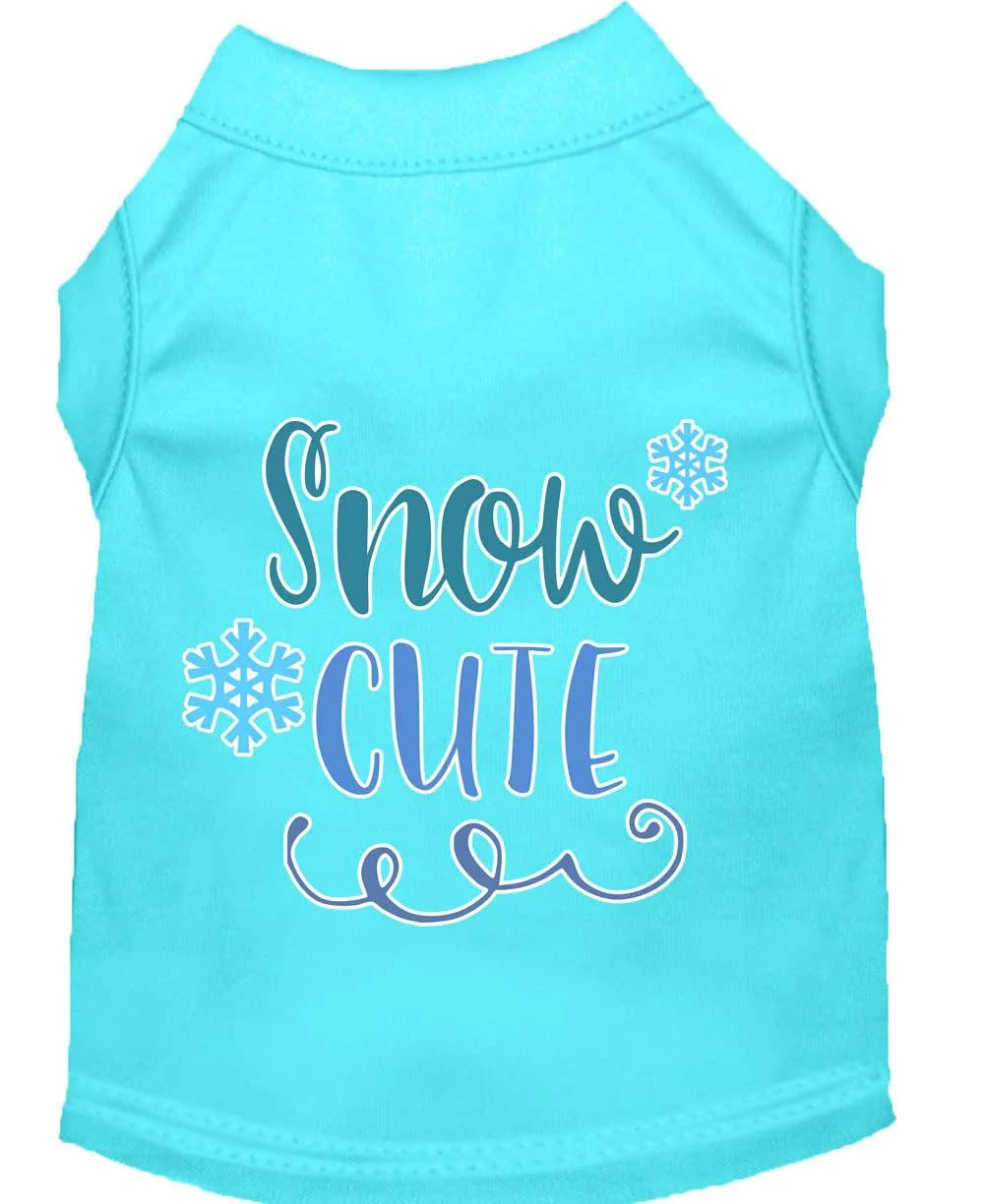 Christmas Pet Dog & Cat Shirt Screen Printed, &quot;Snow Cute&quot; Aqua SM (3-6 lbs.)
