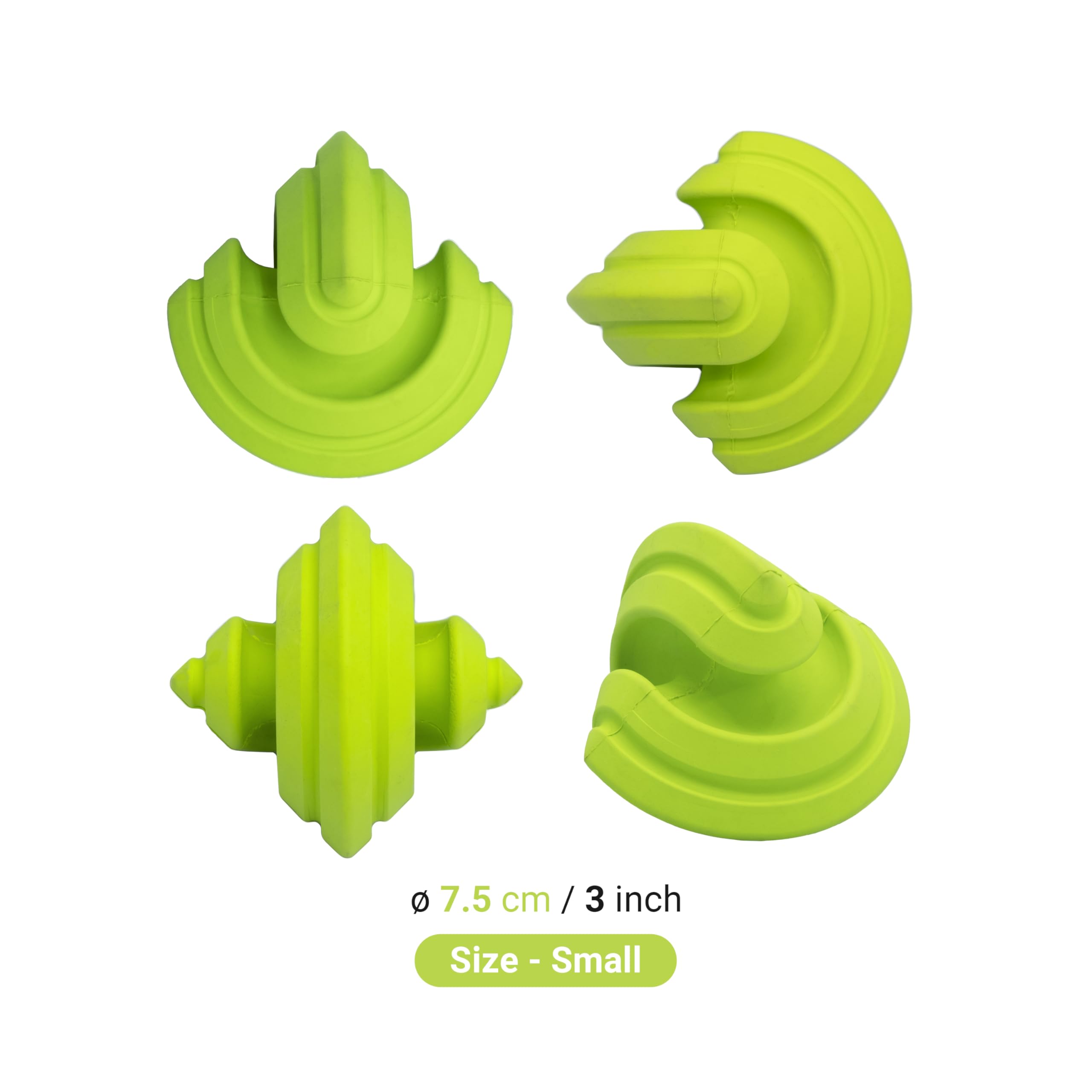 Petdreamhouse Chewtastic Geometrics Natural Rubber Enrichment Dog Toy Geo-Gem Green, Engaging Rolling And Unpredictable Bounce,