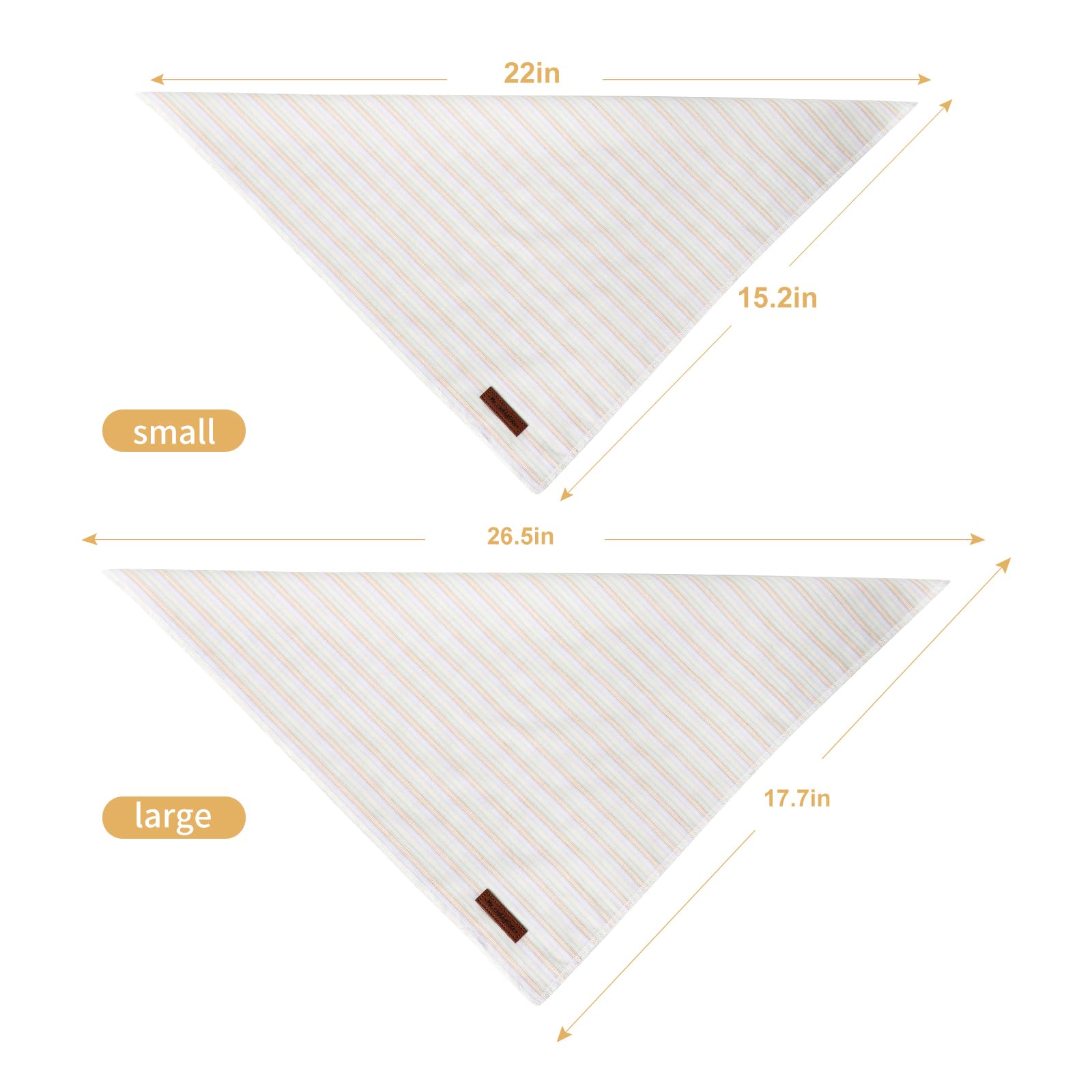 Mr. Chubbyface Macaron Striped Dog Bandanas Reversible Triangle Bibs Scarf Accessories For Dogs Cats Pets Orange And Pink S