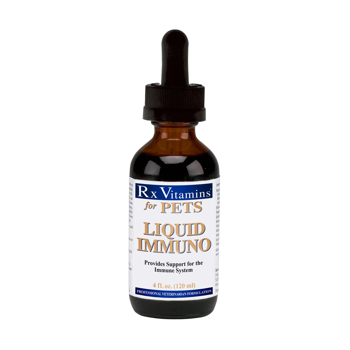 Rx Vitamins Liquid Immuno Dog And Cat Immune Support - L-Lysine For Cats - Reishi Mushroom Supplement For Dogs - Feline & Canine Immune System Support - Bacon Flavor - 4 Oz