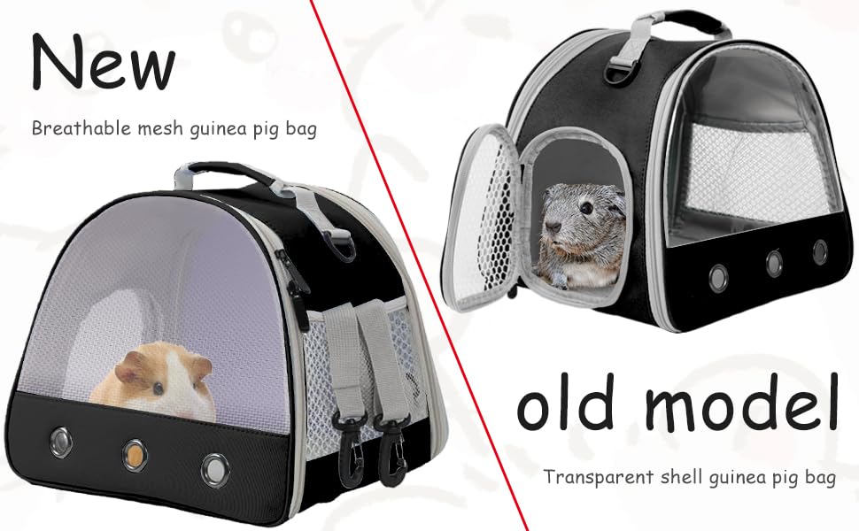 Breathable Guinea Pig Carrier Backpack With Nylon Mesh Window Portable Carrier For Guinea Pig, Bunny Bearded Dragon Bird Chinchi