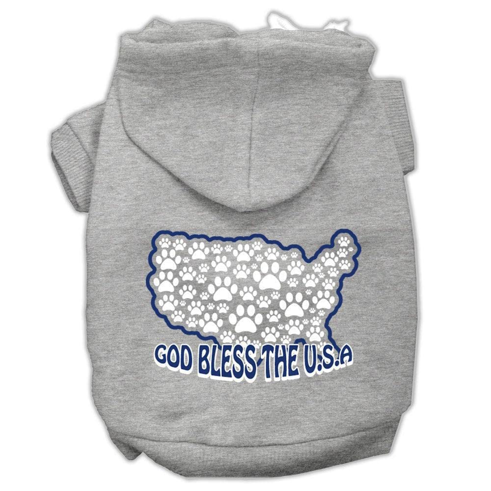 Pet, Dog & Cat Hoodie Screen Printed, 'God Bless The Usa' Baby Blue Md (6-10 Lbs.)