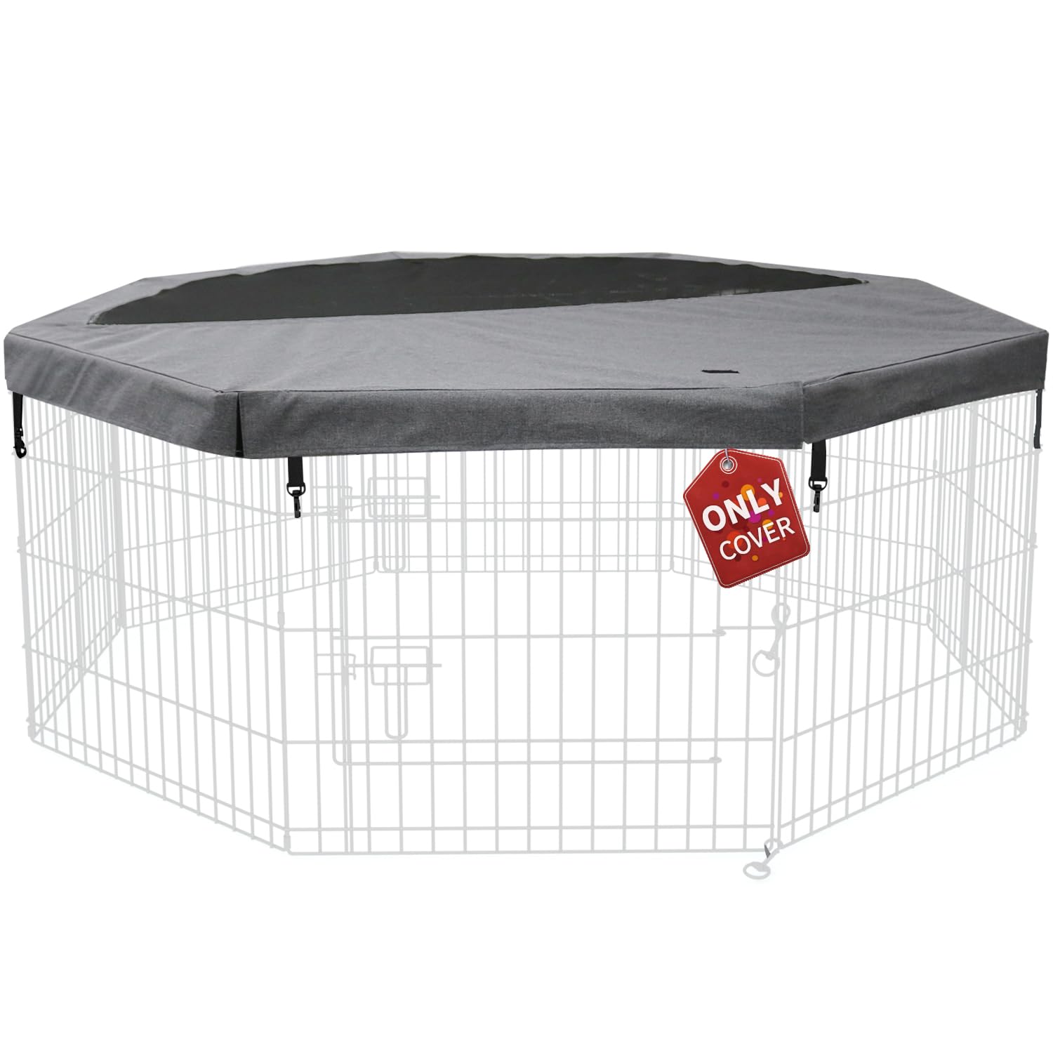 Petime Top Cover Sun/Rain Proof Provide Shade And Security For Indoor Outdoor Dog Playpen Fits All 24' Wide 8 Panels Pet Exerci