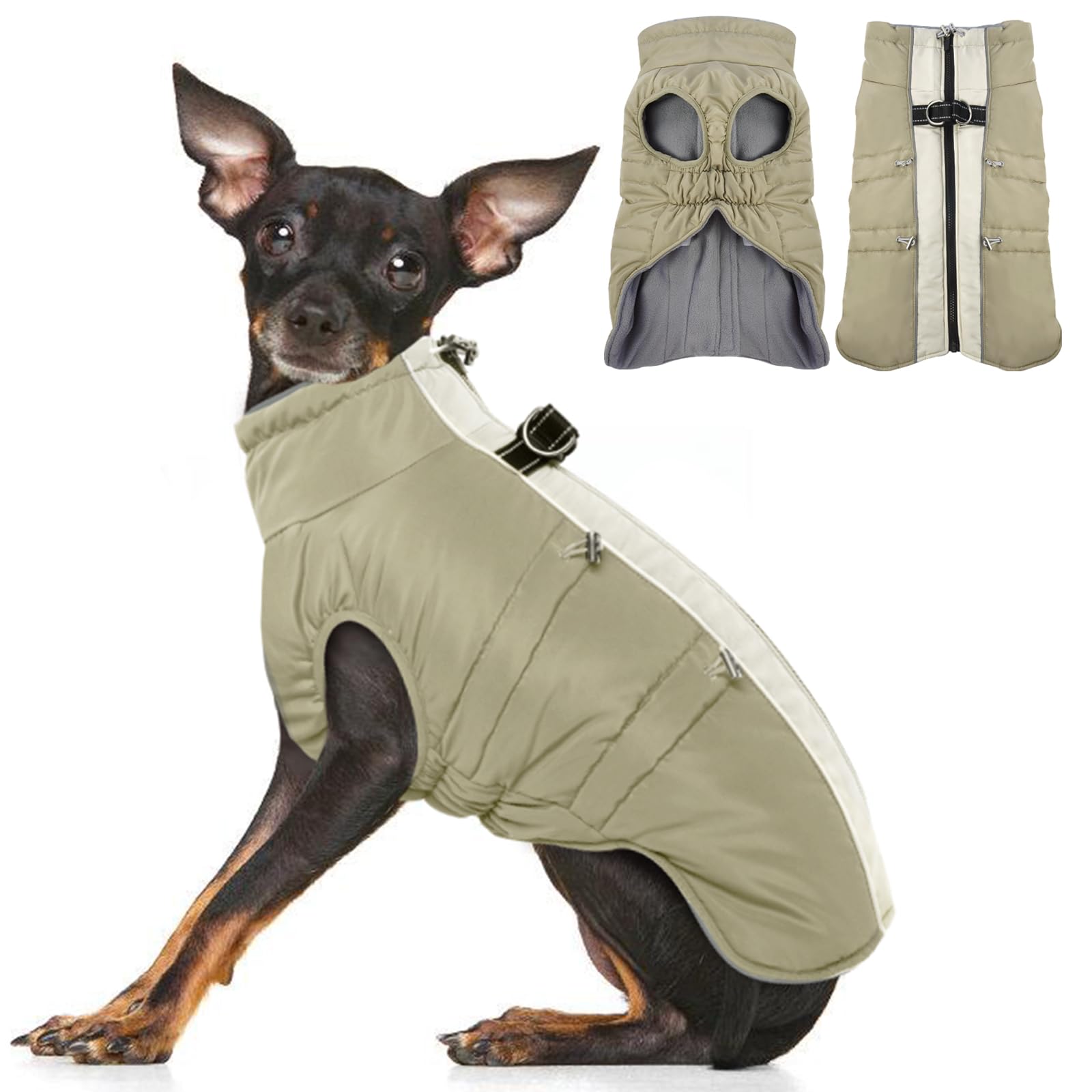 IKIPUKO Dog Coat Dog Winter Jacket-3X Large, Warm Zip Up Snowsuit Dog Harness Vest Reflective Water-Resistant Dog Coat Dog Snow 