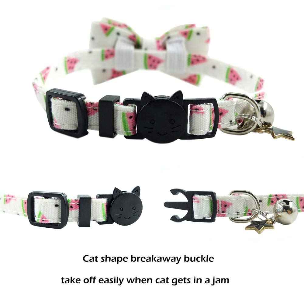 Bowtie Cat Collars Breakaway With Bell, Adjustable Cute Kitty Collars Safety Buckle Kitten Collar For Cat Puppy 7.5-11In